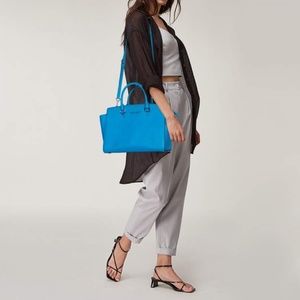 MICHAEL Michael Kors Blue Saffiano Leather Large Selma Tote
